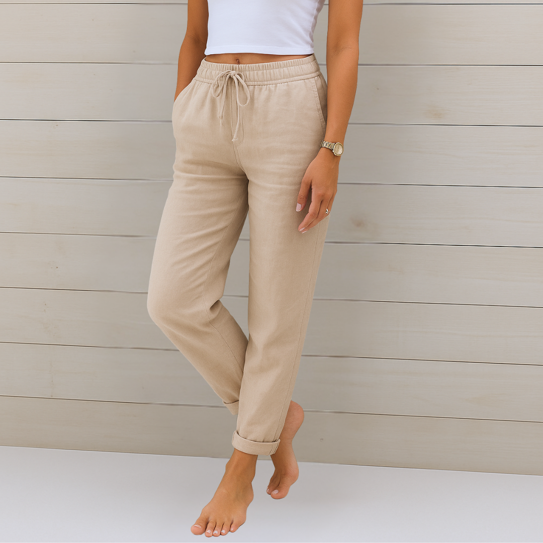 Maja - Pantalon Stretch en Lin Respirant Premium