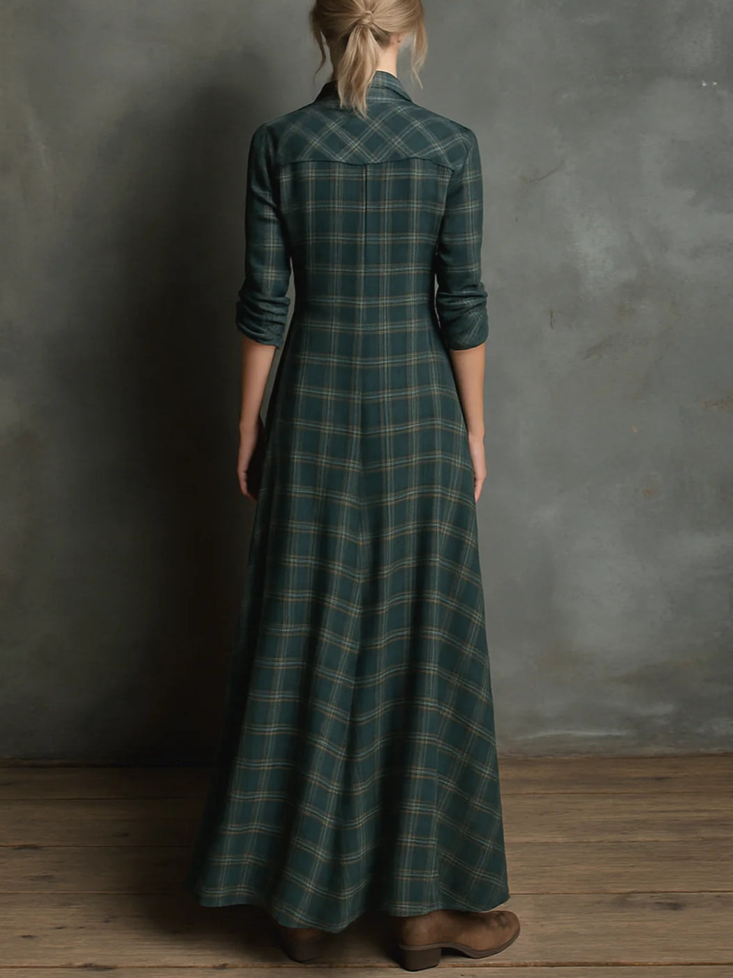 Soraya™ | Robe longue à carreaux verte